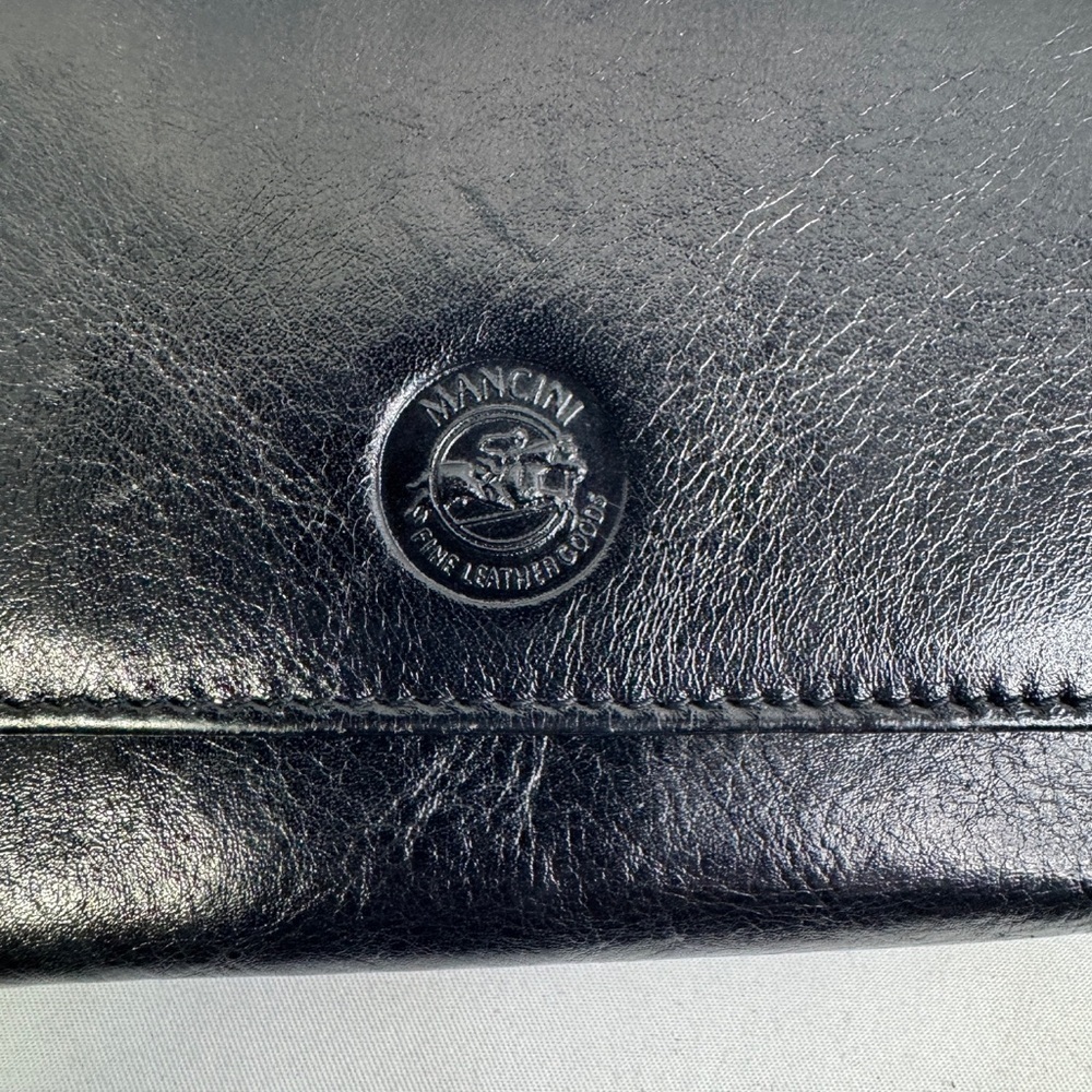 Mancini Black Leather Trifold Wallet Card Holder Coin Pocket Women's - Picture 6 of 8